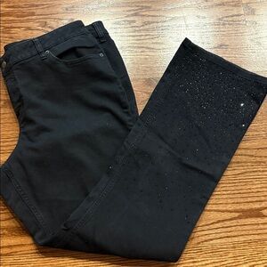 Black Embellished rhinestone hem Women's stretch denim Jeans Westport 62 size 16